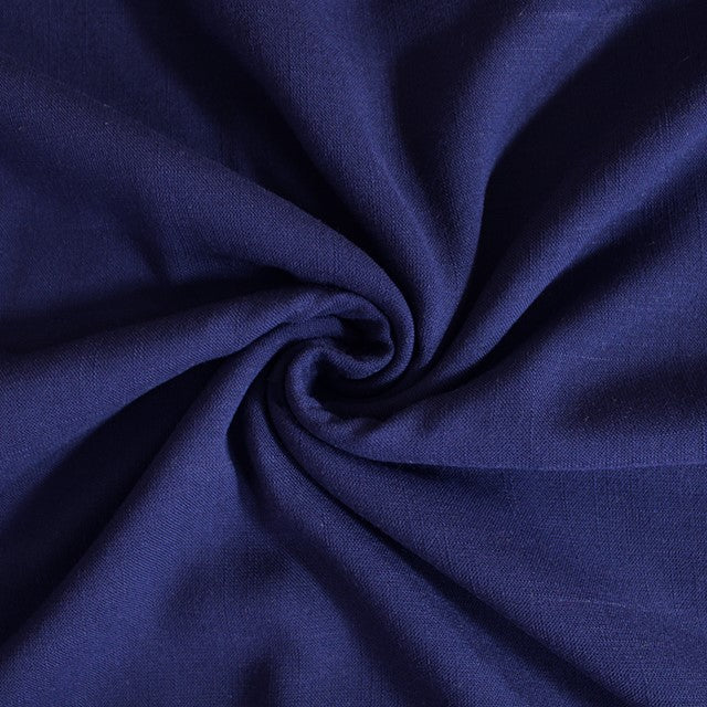 Navy Viscose Slub Stretch Woven Fabric